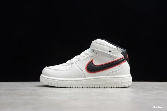 1 Force Air Nike Red 07 White Black Kids Mid 314197-101 1001